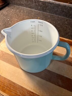 Martha Stewart Aqua metal  Measuring Pitcher with Spout and Handle
